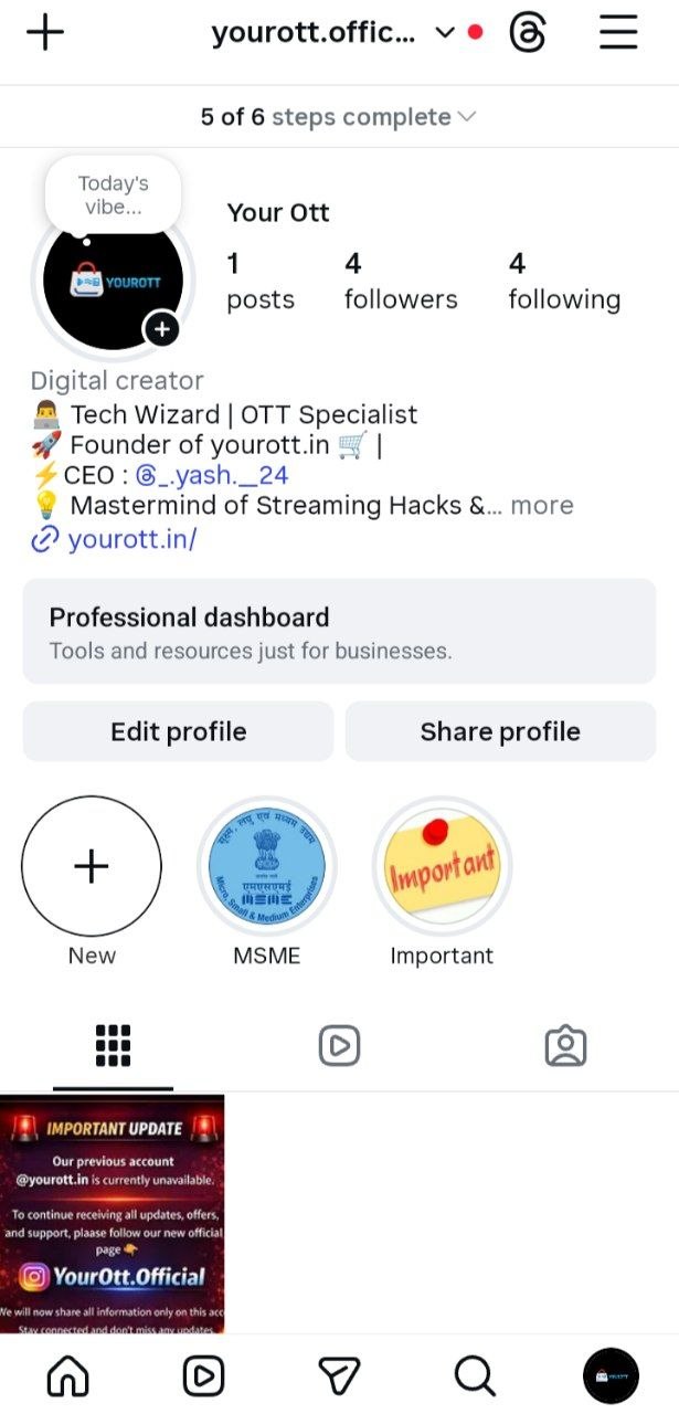 New Instagram profile screenshot